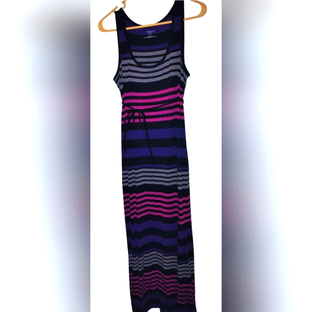 Motherhood Maternity Sleeveless Maxi Dress Striped Size Medium